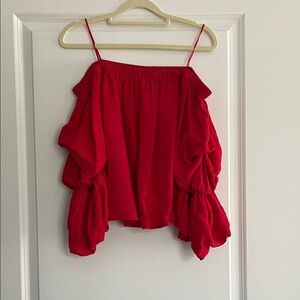 Lush Vibrant Red Off-Shoulder Blouse